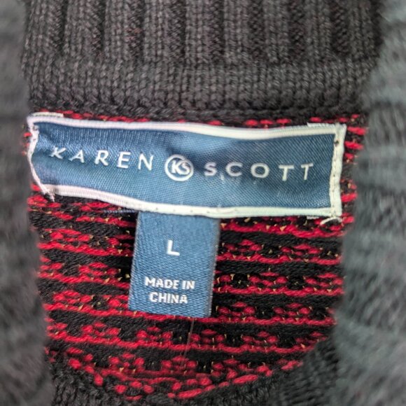 NEW Karen Scott Jersey  sweater Turtle Neck -size L -Color new red amore - Picture 5 of 10